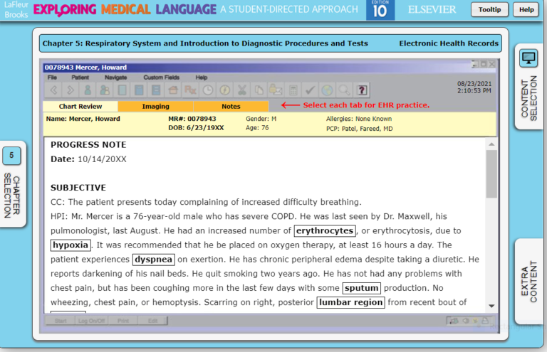 EMR Evolve Elsevier Student Resources Exploring Medical Language 
